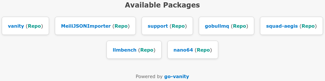Go Vanity URL generator screenshot